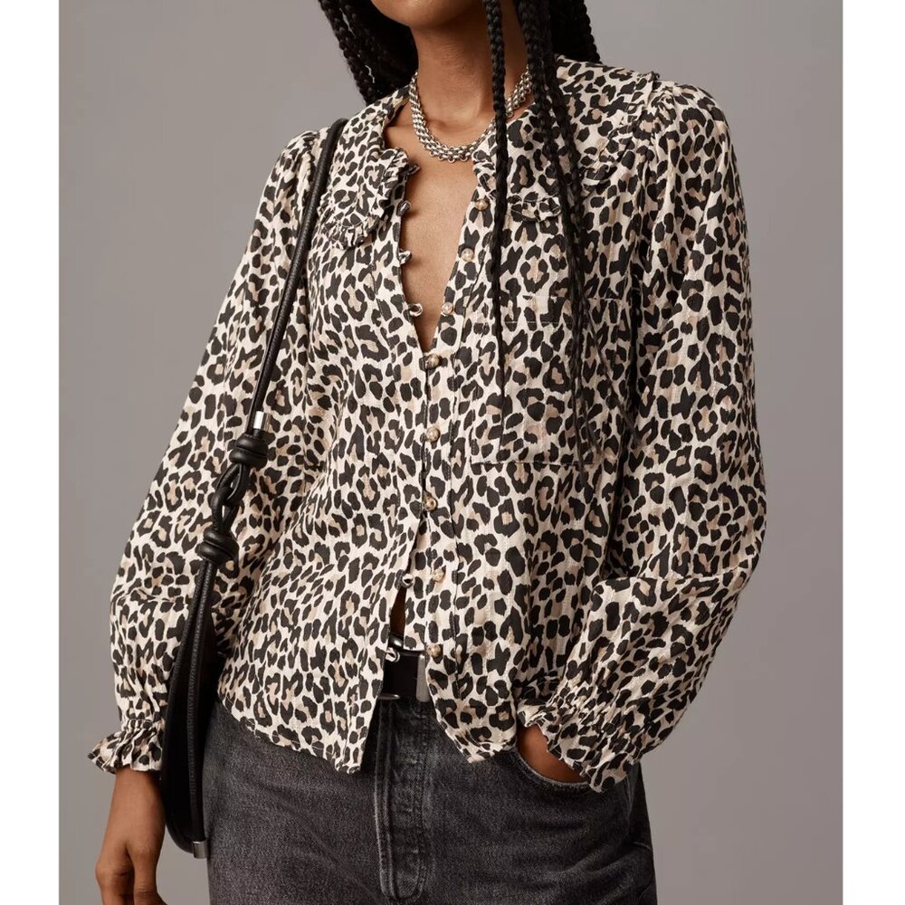 Anthropologie Pilcro Keira Collared Button-Front Blouse Long-Sleeve Edition XXS